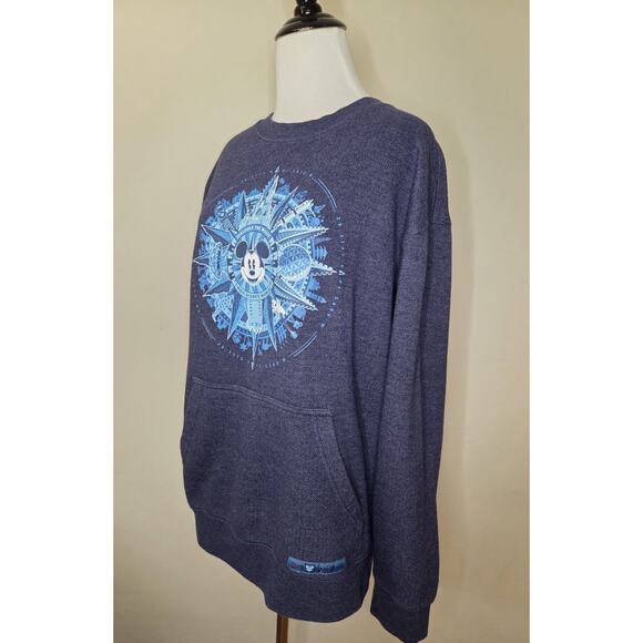 Walt Disney World Compass Sweatshirt Pullover Mickey Mouse Blue Size L Sweater - Picture 3 of 13